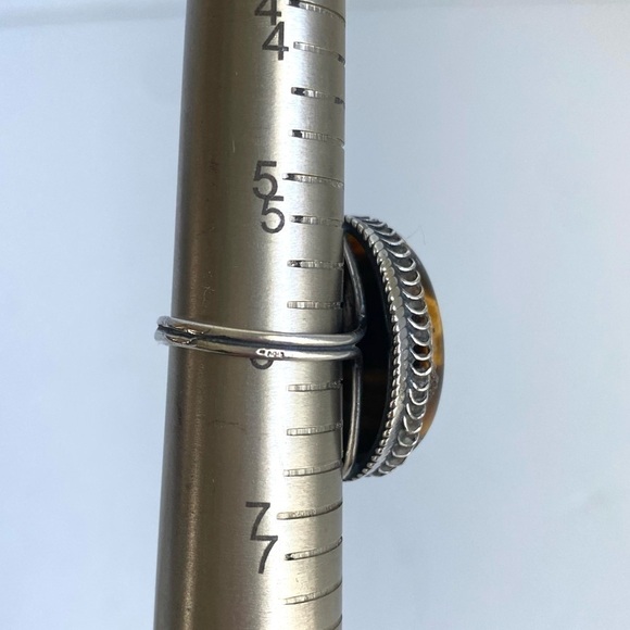 Vintage Tigers Eye Sterling Silver Ring Cocktail Oval Cabachon Stone Size 6 - Picture 13 of 13